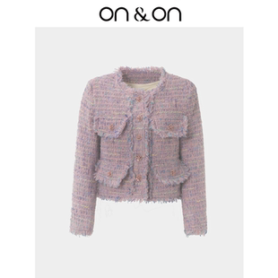 ON＆ON 轻奢混纺粗花呢千金风小香风羽绒短外套 安乃安韩系时尚