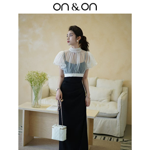 荷叶边透视罩衫 ON＆ON 气质褶边收腰吊带裙 新款 女 安乃安2025夏季