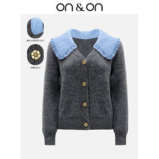 ON＆ON 安乃安复古气质减龄海军撞色单排扣针织百搭甜风外套法式
