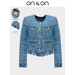 安乃安 法式 高智风 新款 流苏花呢金属扣小香风外套 冬季 ON＆ON