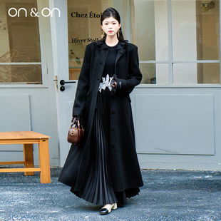 韩系蕾丝领100%羊毛系带双面尼大衣女 新款 ON＆ON 安乃安2025冬季