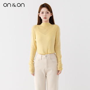 韩系半高领柔软无缝一体针织打底衫 新款 女 安乃安2025冬季 ON＆ON