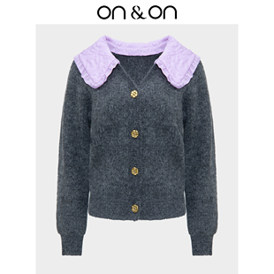 ON＆ON 韩系复古减龄海军撞色单排扣针织百搭风外套 安乃安25冬季