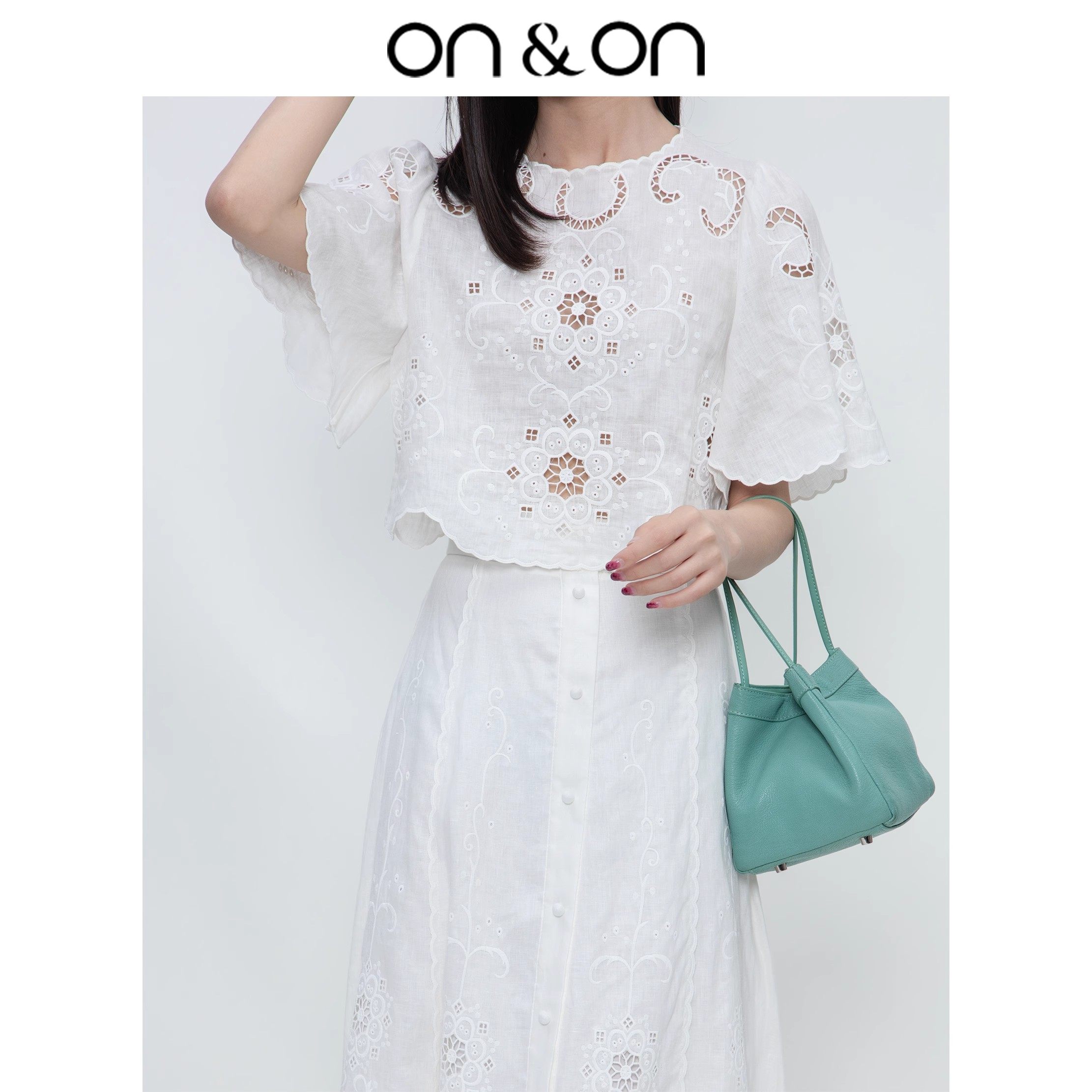 ON＆ON/安乃安2026春季新款轻薄透气显瘦蕾丝花边时尚拼接套