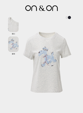 ON＆ON/安乃安2026春夏新款韩系圆领立体印花时尚百搭减龄上衣T恤