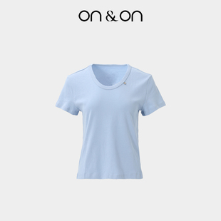 简约基础百搭短袖 ON＆ON 韩系圆领时尚 新款 T恤女 安乃安2025夏季
