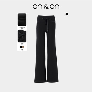 韩系松紧高腰系带抽绳加绒运动针织裤 新款 安乃安2025冬季 ON＆ON