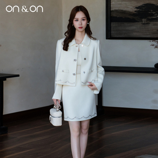 安乃安2025冬季 气质减龄羊绒套装 新款 翻领方扣时尚 裙 法式 ON＆ON