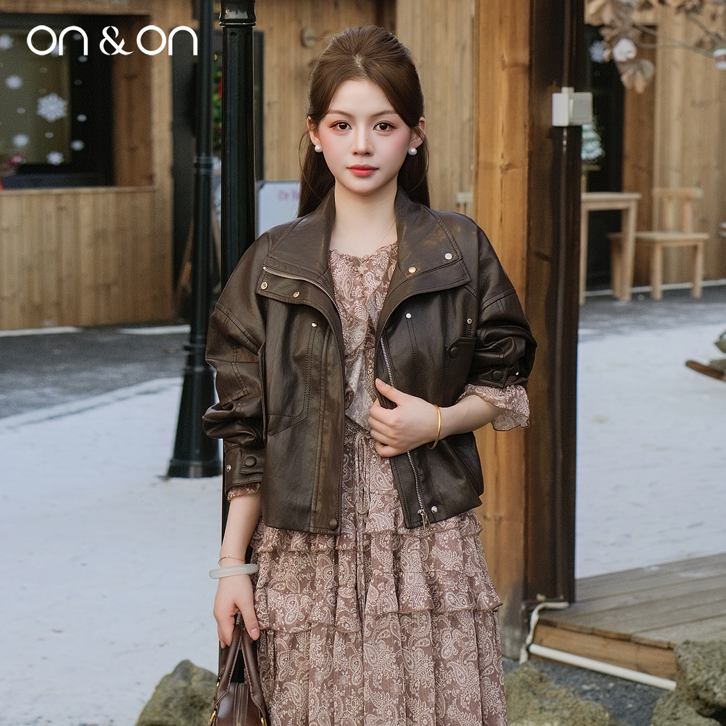 安乃安宽松时尚百搭机车皮短外套