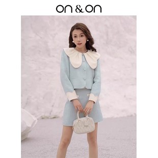 韩系时尚 新款 花瓣领轻奢气质粗纺小香外套 安乃安2025冬季 ON＆ON