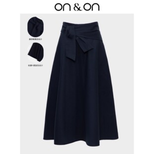 时尚 新款 显瘦百搭蝴蝶结高腰A摆设计感半身裙 安乃安25冬季 ON＆ON