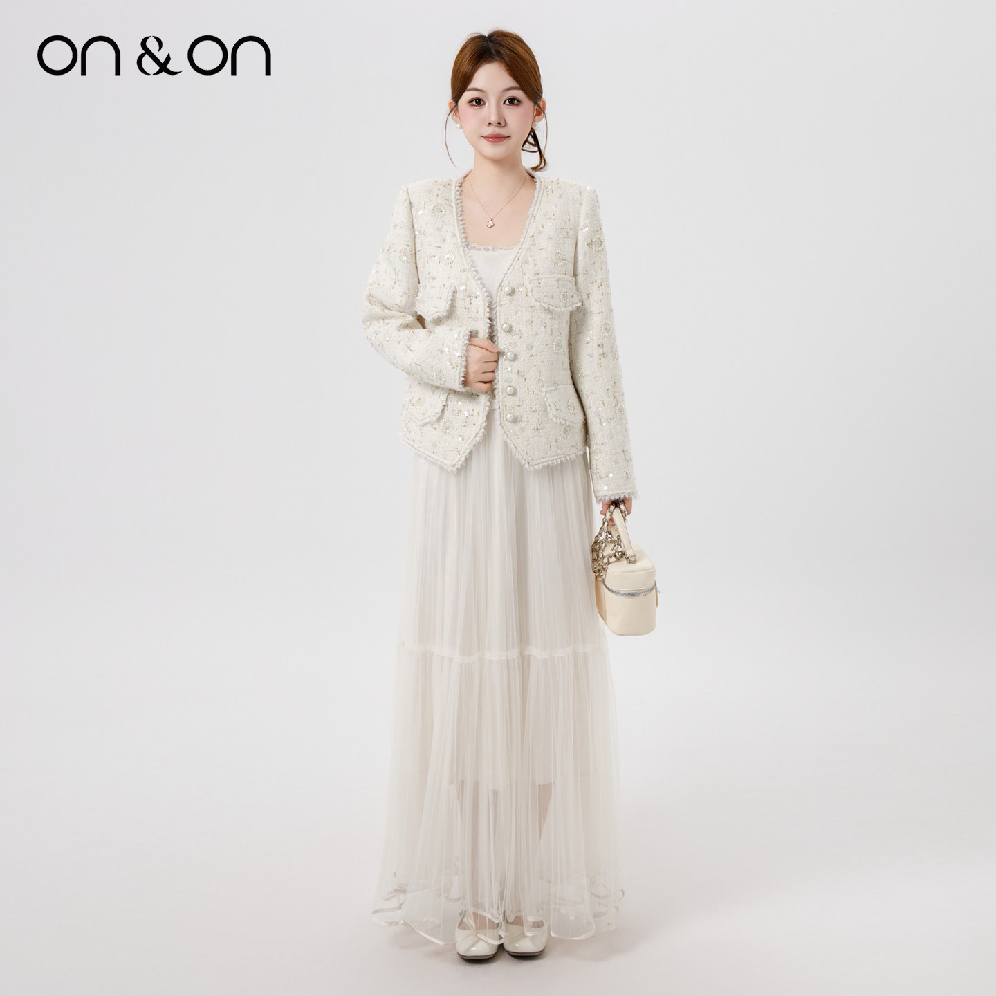 ON＆ON/安乃安2025冬季新款法式珠片绣花钉珠精致轻奢小香风外套,女装/女士精品,短外套,淘宝优惠券,粉丝福利购,淘宝优惠卷