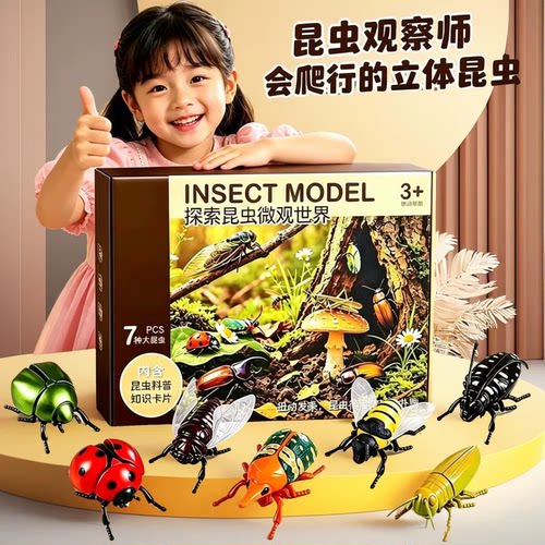 上链发条有翅昆虫仿真玩具可动蜜蜂知了夜光趣味儿童玩具礼物套装