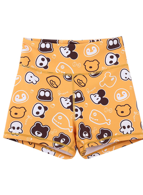 BromoSt  动物派对 健身短裤Crossfit瑜伽健身束腰弹力女花裤子