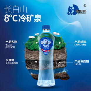 泉阳泉520ml*24瓶*2箱天然8℃冷矿泉水瓶装水弱碱性饮用水 整箱装