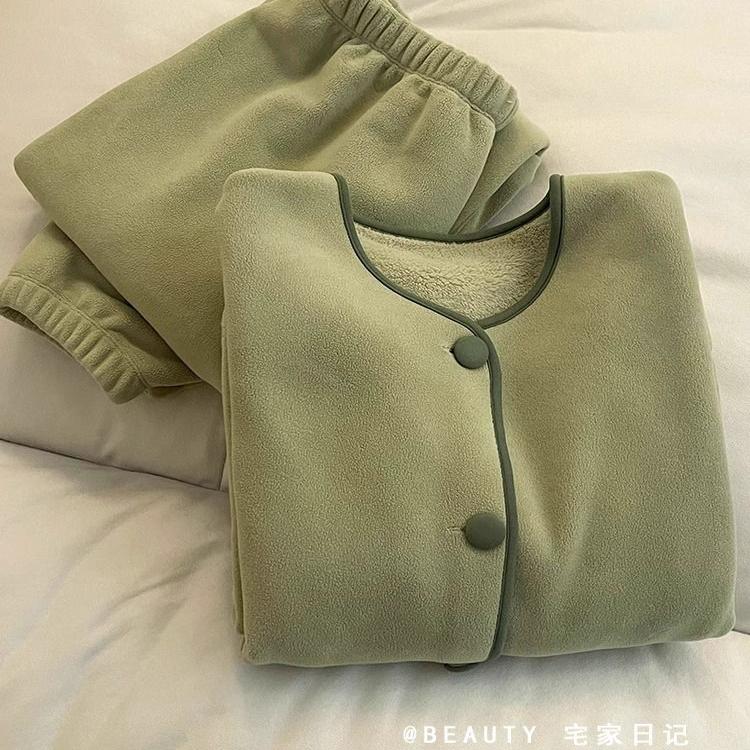 胖mm特大码300斤高级感法兰绒睡衣加绒加厚保暖珊瑚绒家居服ins女