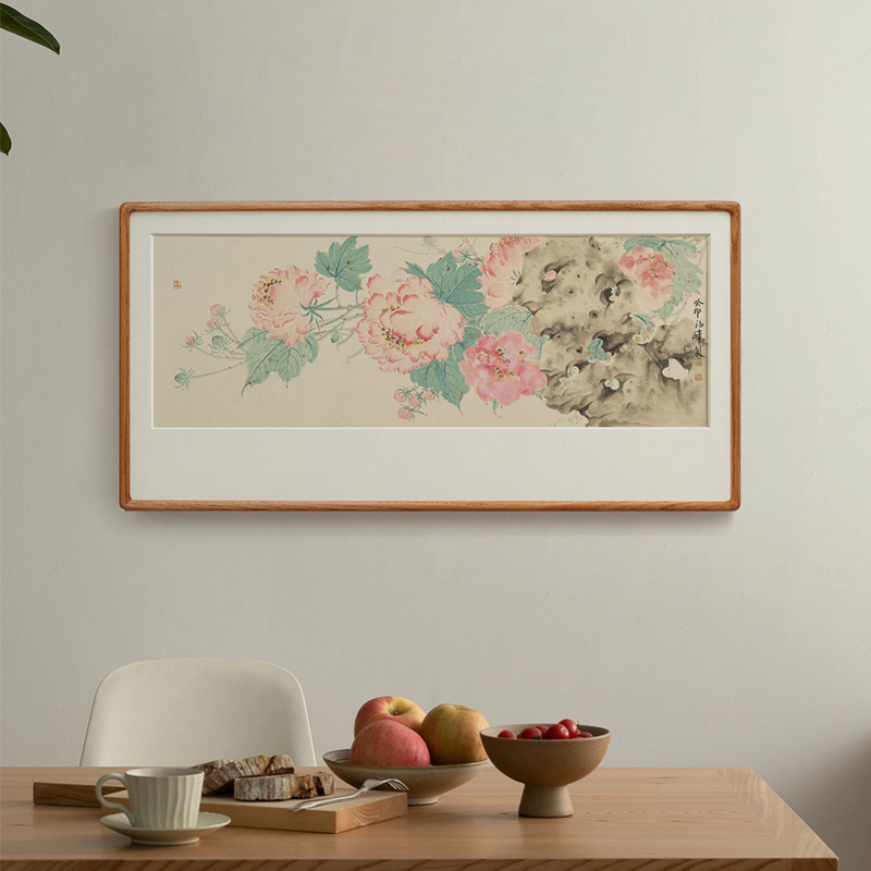 牡丹国画小众艺术高级感新中式装饰画水墨卧室床头书房横版壁挂画图片
