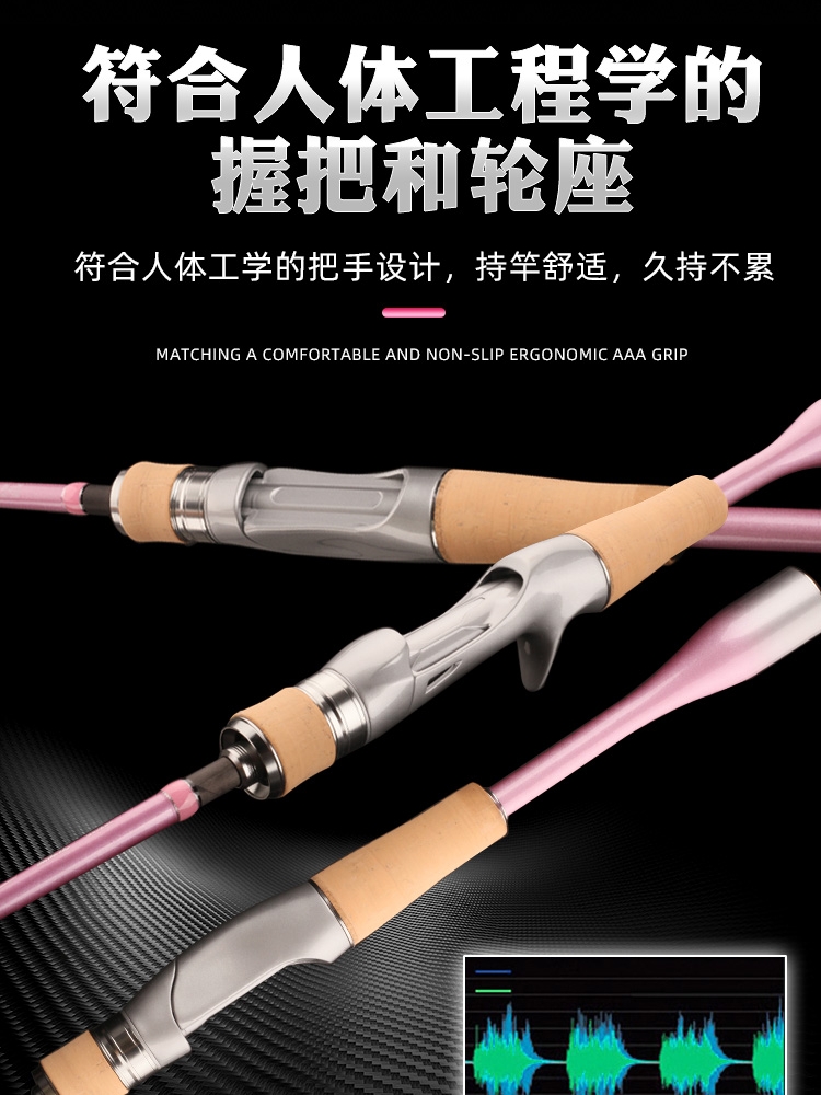 新品威威龙路亚竿中快WeWeLong602UL粉色1.8米两节碳纤溪流路亚马