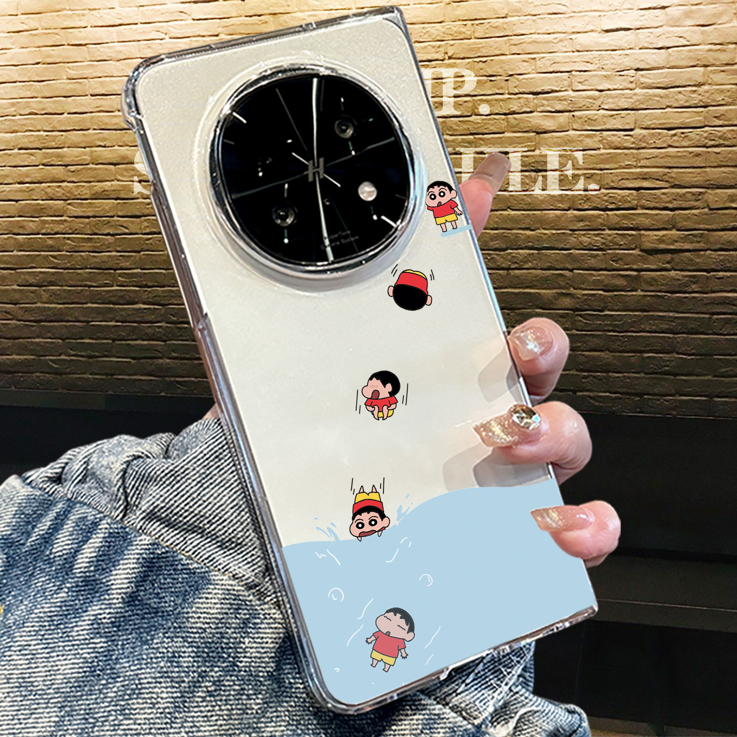 适用oppofindn5夏日小清新手机壳跳水蜡笔小新findn5折叠屏高级感新款保护套findn3典藏版可爱女款n5小众超火