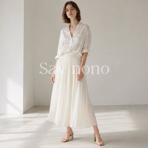 懒猫nono│Saynono 褶皱流仙裙半身裙/XXJX2601