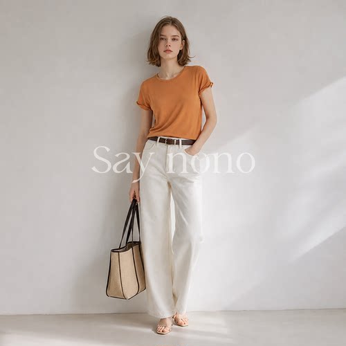懒猫nono│Saynono 冰爽莱赛尔扭扭短袖T恤/XXMYF0028