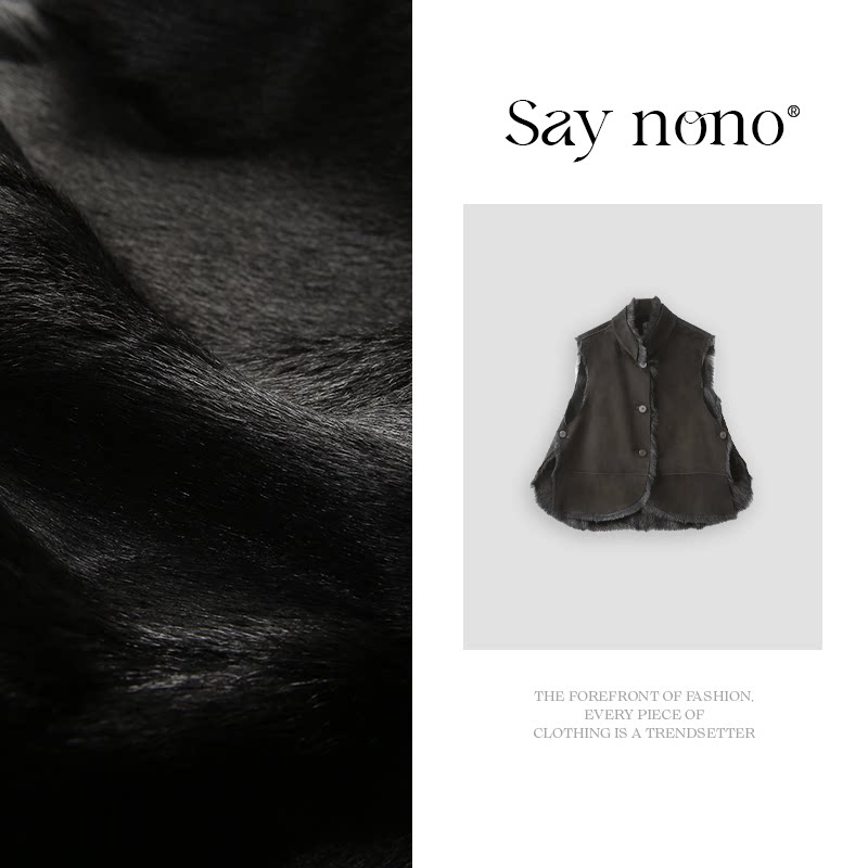 懒猫nono/Saynono 小山羊皮毛一体马甲皮草外套/DY5370图片