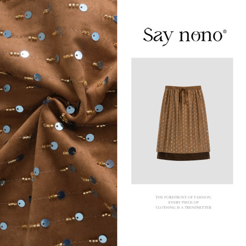 懒猫nono/Saynono【枫径闲步】竖条亮片双层设计A字半裙GY82415YY