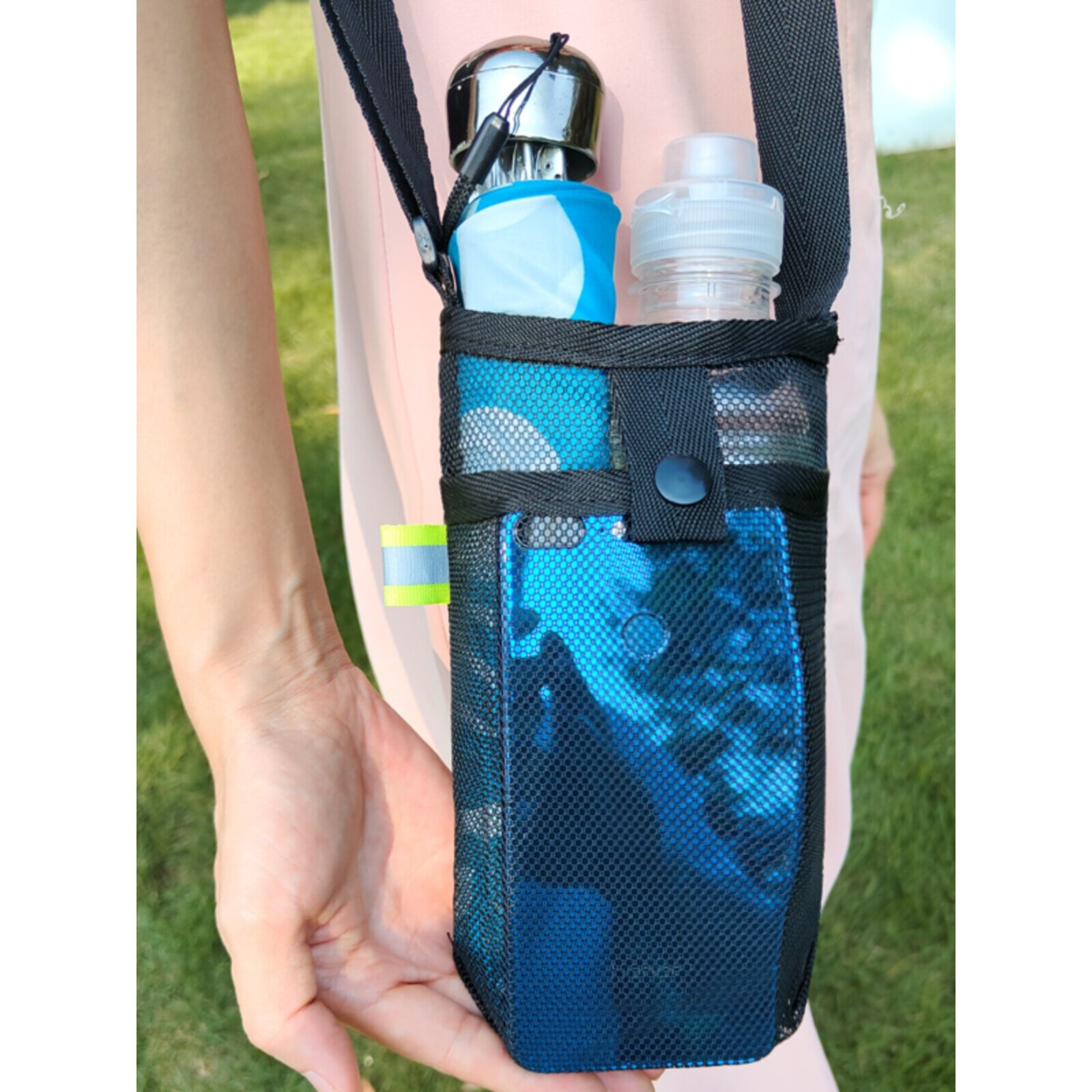 水杯袋网格网袋背带水杯保护套登山旅行户外便携水瓶套可放手机
