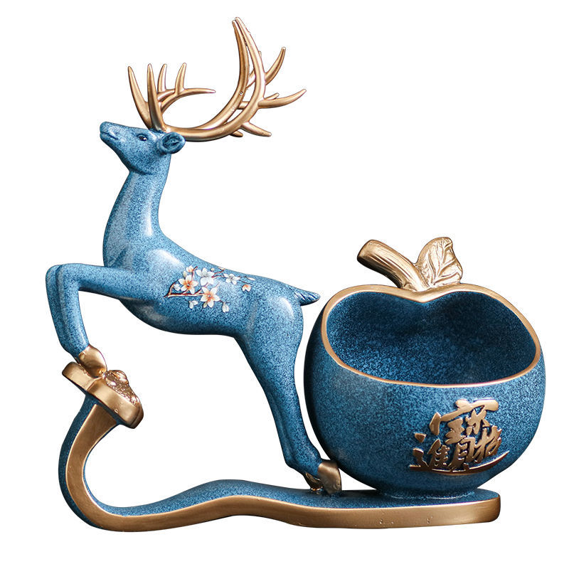 极速创意鞋柜门口玄n关钥匙收纳盒现代轻奢麋鹿装饰品摆件乔迁新