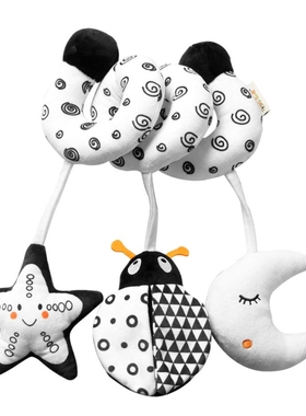 极速Soft Animal Bell Rattle for Baby Black & White Eye .Sens