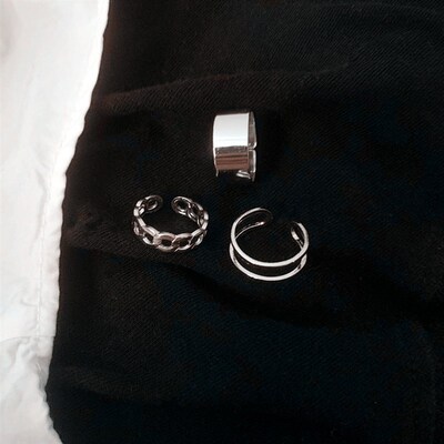 极速3Pcs/Set Hiphop/Rock Metal Geometry Circular PunkX Rings