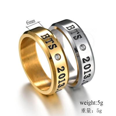 极速-BTS alphabet youths group titanium steel ring jewelry s
