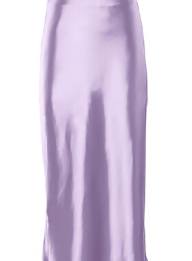 极速Mnealways18 Solid Purple Satin Silk Skirt Women XHigh Wa