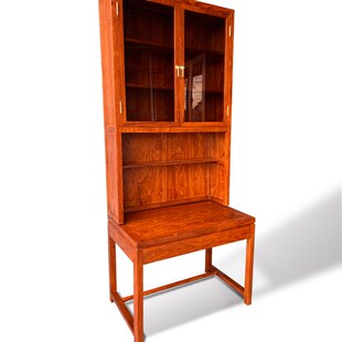 极速新中式书f桌书房刺猬紫檀书架书桌书柜一体小户型家用学习桌