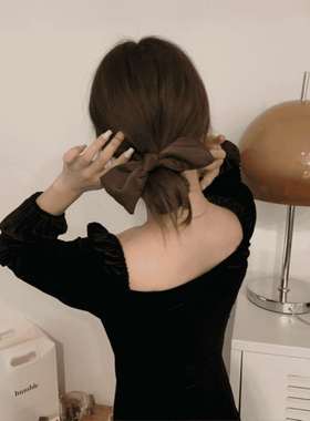 极速Black Bow Headwear Satin Bowel BackJ of Head Hair Ring H