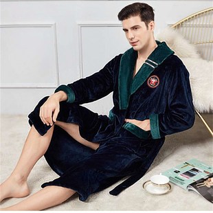 Male Robe Coral 极速Kimono Sleepwear Gown Fleece Bhathrobe