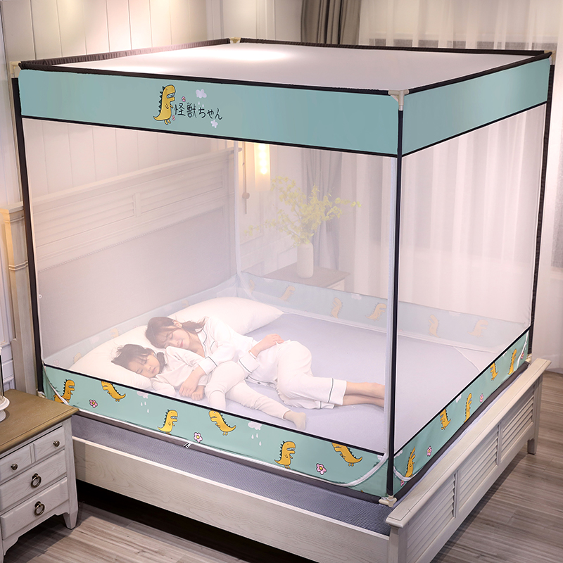 极速坐床式蒙古j包蚊帐防摔宝宝加密加厚支架床笠式三门家用大空