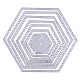 新品7Pcs DIY Hexagon Spiral Die Cuts Metal CuttingV Dies In