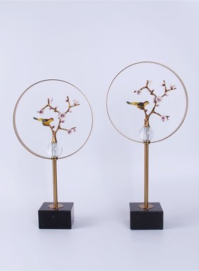 极速轻奢现代珐琅彩树枝鸟摆件z桌面创意客厅家居装饰品电视玄关