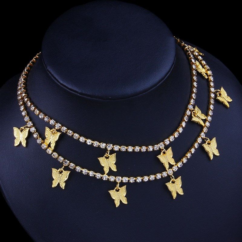 极速Accessories Butterfsly Necklace Double Layer Necklace Hi