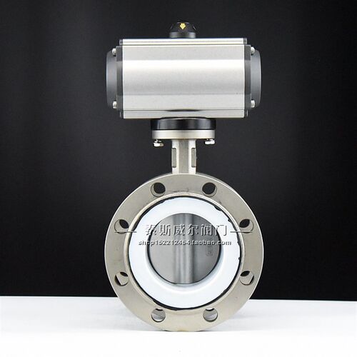极速AT气动法兰式不锈钢四n氟蝶阀 D641F-16PB3 DN80 100 125 150