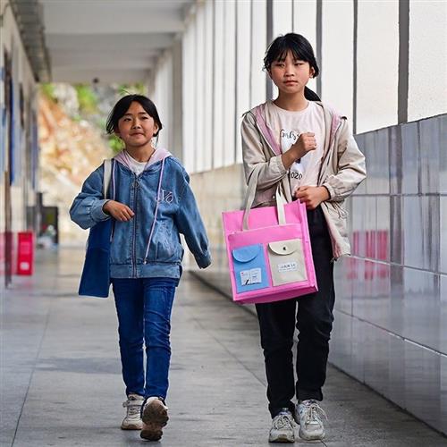 极速新款学生补课手提袋美术书包补E习N袋子帆布小学初中生女孩防