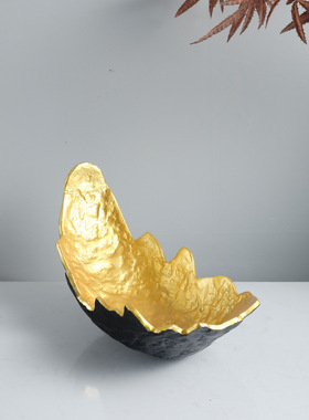 极速现代简约树脂金色艺术水果z盘装饰创意样板房间茶几桌面装饰
