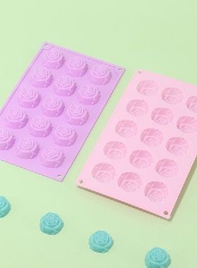 极速1Pc 15-Cavity Silicone Cake Molds Rose ShSape Mold Diy