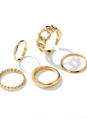 极速rings women Ringt set 5 Piece Set 戒指套装5件套 复古关节