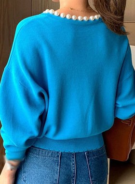 极速Sweater Women Spring Autumn Short Pullover SoTlid Color