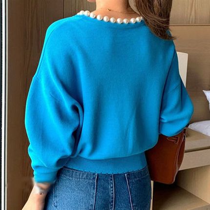 极速Sweater Women Spring Autumn Short Pullover SoTlid Color