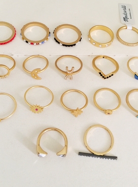 极速m6戒指m/1937混搭百搭看好C尺寸不退huo 亚光金色几何风欧美