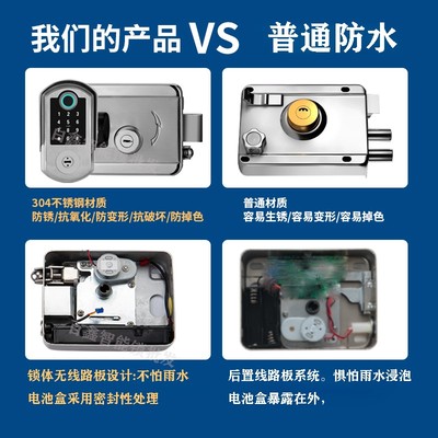 极速户外密码锁防水指纹锁u庭院智能锁别墅门锁电子锁铁门室外老