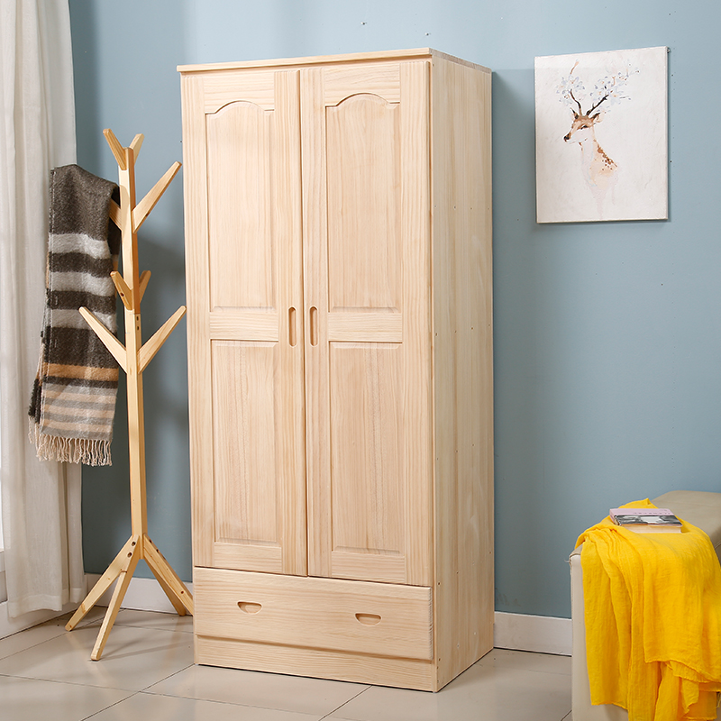 极速实木质衣柜两门衣橱定制w3四42门简易省空间经济型儿童原松木